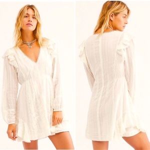 Free People White Isabella Boho Style Mini Dress